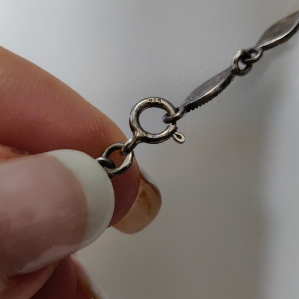 925 silver & marcasite necklace w/ 1"focal (#46) - Picture 5 of 5